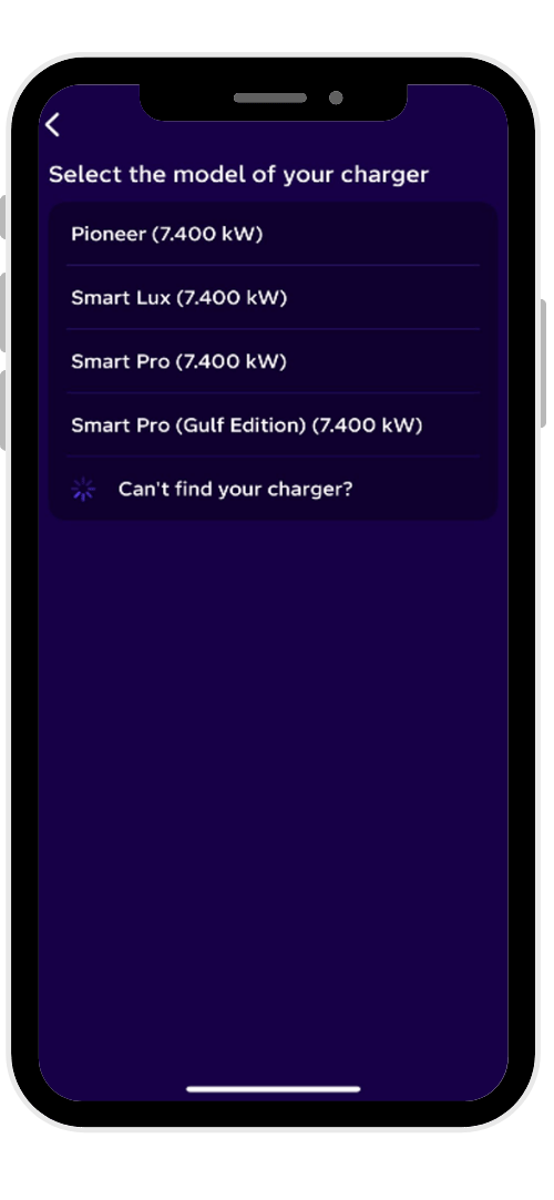 Phone screenshot showing 'select charger 'screen within Octopus Energy app